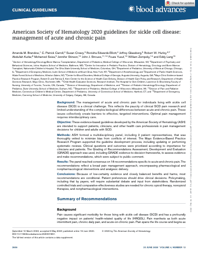 ASH 2020 Guidelines for SCD: Acute & Chronic Pain Management preview
