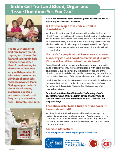 Sickle Cell Trait and Blood, Organ & Tissue Donation: Yes You Can preview